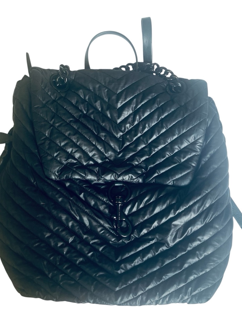👜 Rebecca Minkoff Edie Quilted Nylon Backpack Black EUC - Picture 8 of 12